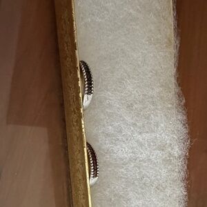 Pair of Silver-Tone Ear Clips with Brown Rhinestones